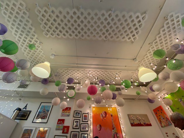 interior decorations of dining room in Croissant & Co. Bakery