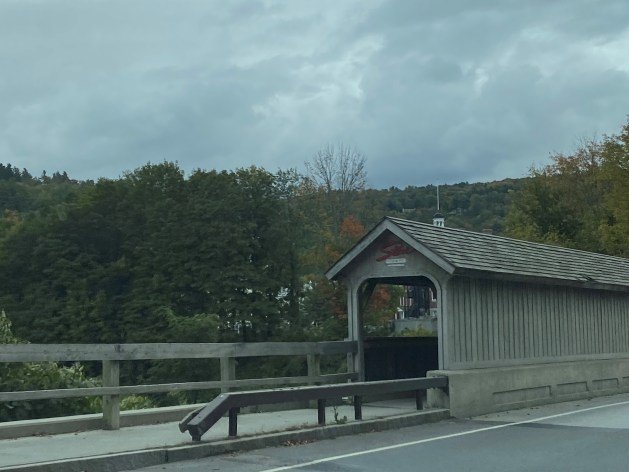 A covered bridge with a wooden railing
Description automatically generated