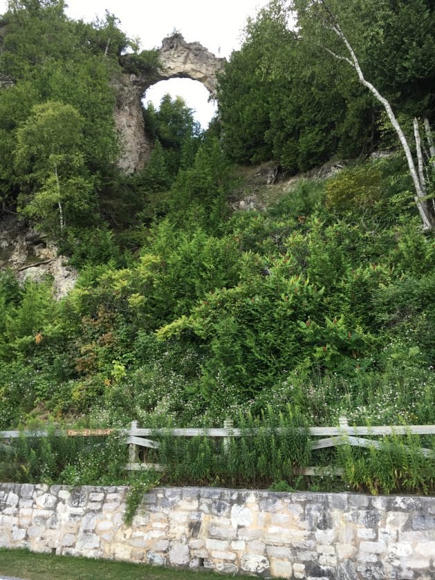 A stone wall with a hole in the middle of a hill with trees

Description automatically generated